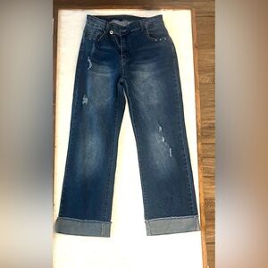 Women's Distressed Blue Jeans